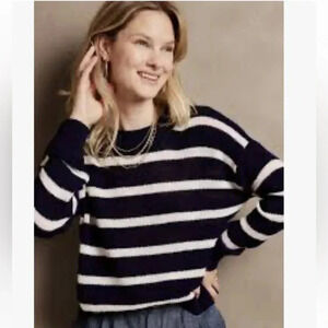 Banana Republic TAPE‎ YARN SWEATER blue and white small petite EUC